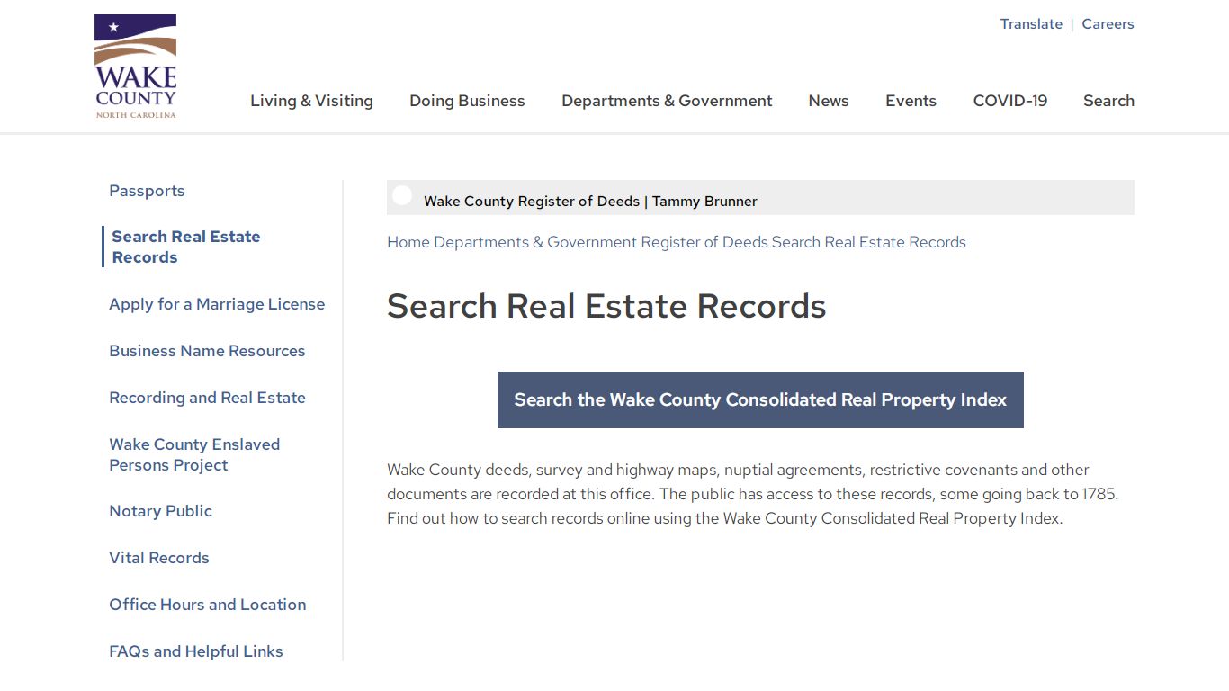 Search Real Estate Records | Wake County Government