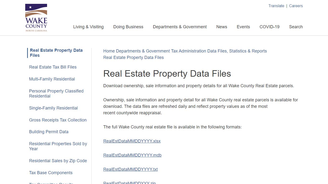 Real Estate Property Data Files | Wake County Government